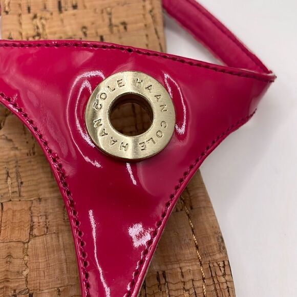 Cole Haan “Tabitha” Bright Pink & Gold Designed Thong Sandals (Size: 6.5) - Picture 3 of 11